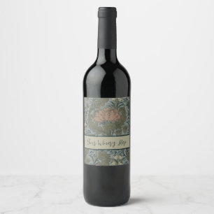 Rótulo De Garrafa De Cerveja Padrão Floral Vitoriano Antigo Terracota Sage