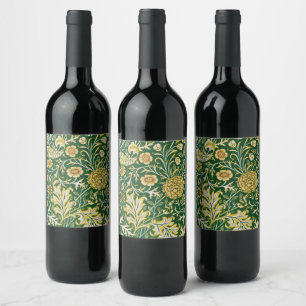 Rótulo De Garrafa De Cerveja Padrão Floral William Morris Cherwell Verde