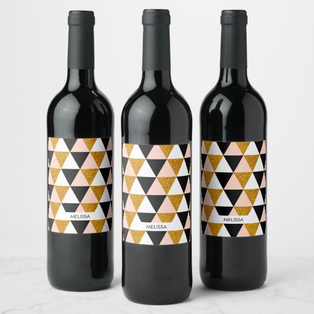 Rótulo De Garrafa De Cerveja Padrão Geométrico Elegante (Garrafas)