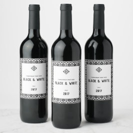 Rótulo De Garrafa De Cerveja Padrão Geométrico Preto e Branco Elegante