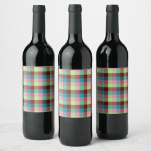 Rótulo De Garrafa De Cerveja Padrão xadrez geométrico moderno colorido contínuo
