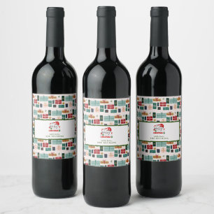 Rótulo De Garrafa De Cerveja Padrões Coloridos de Caixas de Presentes de Natal