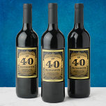 Rótulo De Garrafa De Cerveja Padrões Pretos e Dourados de Celebração de anivers<br><div class="desc">Festas de aniversário de 40 anos podem ser momentos de diversão e oportunidades para criar memórias de excelente. Estas etiquetas retrógradas de estilo preto e dourado realmente contribuem para a elegância da celebração. O texto é facilmente editado usando o modelo fornecido.</div>
