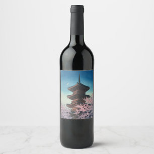 Rótulo De Garrafa De Cerveja Pagode de uma Primavera Japonesa Antiga à Tarde em