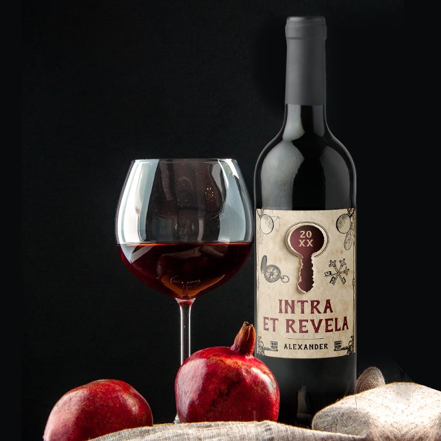 Rótulo De Garrafa De Cerveja Palavras latinas da Sala de Fuga Vermelha da Retro (Criador carregado)