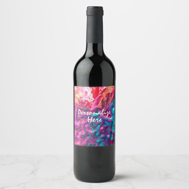 Rótulo De Garrafa De Cerveja Paleta de abstrato de arte colorida de tinta úmida (Frente)