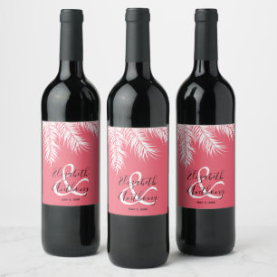 Rótulo De Garrafa De Cerveja Palmas sobre Casamento Rosa Quente