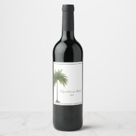 Rótulo De Garrafa De Cerveja Palmeira de casamento verde simples 