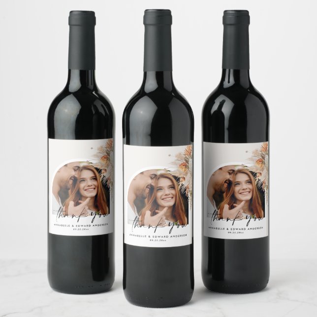 Rótulo De Garrafa De Cerveja Pampas modernas de fotografia de arco botânico nat (Garrafas)