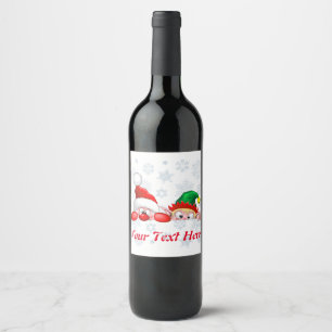Rótulo De Garrafa De Cerveja Papai Noel e Elfo Personagens Fofos e Divertidos E