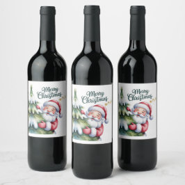 Rótulo De Garrafa De Cerveja Papai Noel Engraçado e Fofo com Árvore e Tipografi