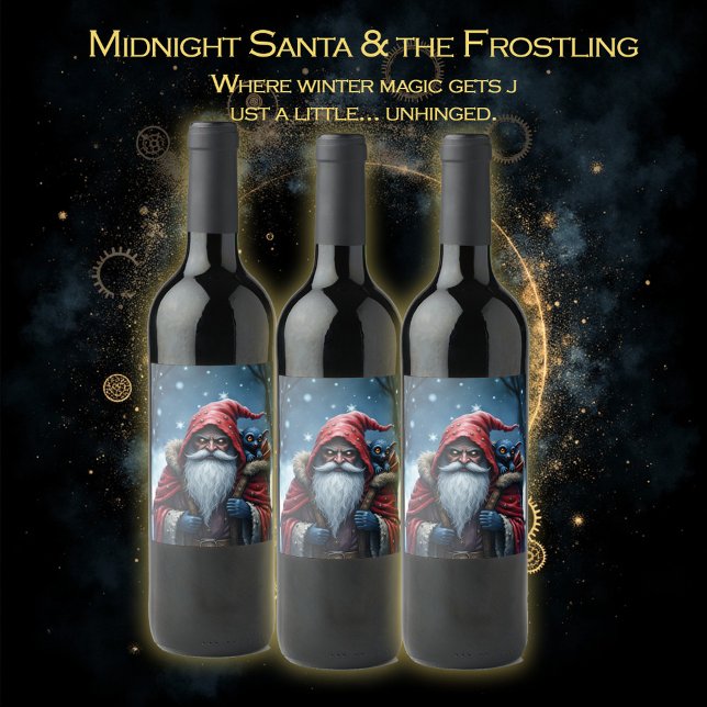 Rótulo De Garrafa De Cerveja Papai Noel Frostbite e seu Elfo Travesso. (Criador carregado)