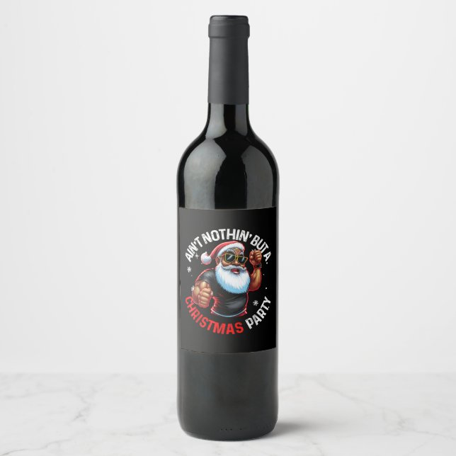 Rótulo De Garrafa De Cerveja Papai Noel Natal afro-americano (Frente)