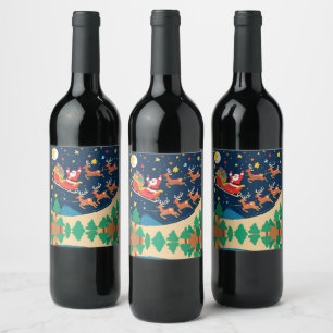 Rótulo De Garrafa De Cerveja Papais noeis De Natal Reindeer Chegando À Cidade