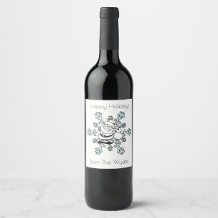 Rótulo De Garrafa De Cerveja Papais noeis e seu Reindeer Preto e Branco favorit