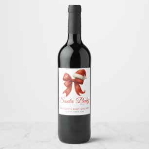 Rótulo De Garrafa De Cerveja Papais noeis Elegante Chá de fraldas Vermelho Nata