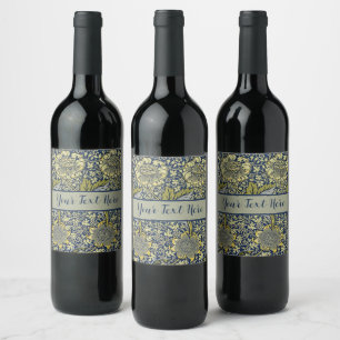 Rótulo De Garrafa De Cerveja Papel de Parede Floral William Morris Kennet Azul 