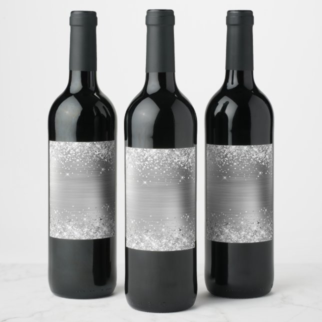 Rótulo De Garrafa De Cerveja Papel Prateado Brilhante em Branco (Garrafas)