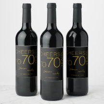 Parabéns a 70 anos Preto Ouro Elegante Aniversário