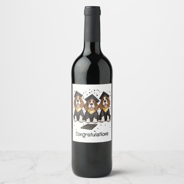 Rótulo De Garrafa De Cerveja Parabéns Cães de Caça-Caça de Graduação (Frente)