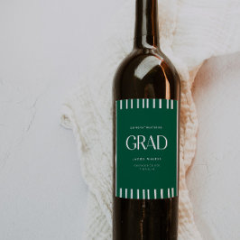 Rótulo De Garrafa De Cerveja Parabéns Festa de Formatura Verde Listrado Moderno