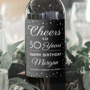 Rótulo De Garrafa De Cerveja Parabéns por qualquer aniversário Elegante Confete