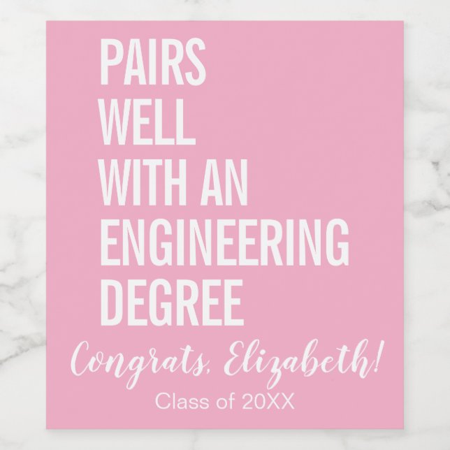 Rótulo De Garrafa De Cerveja Pares Modernos Bem Com Um Formando De Engenharia (Rótulo Único)