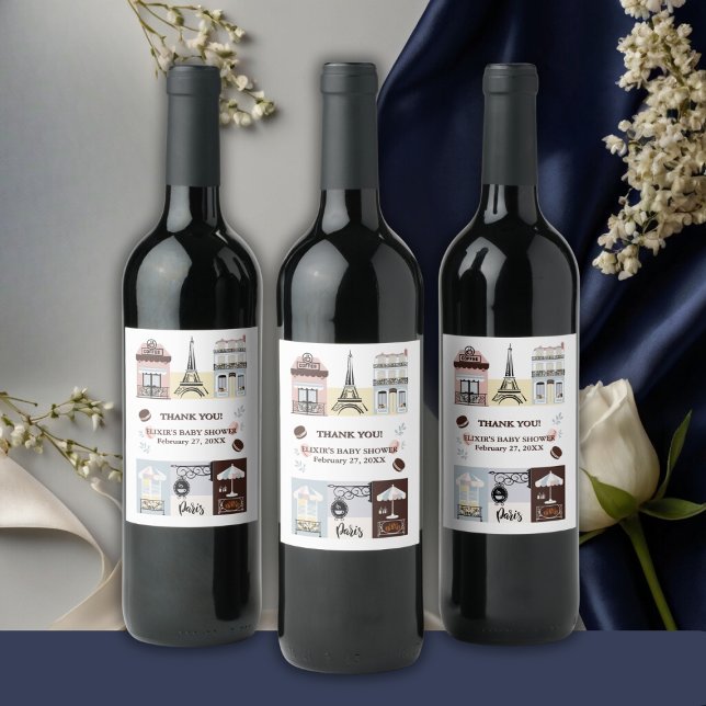 Rótulo De Garrafa De Cerveja Paris French Cafe Patisserie Chá de fraldas (Criador carregado)