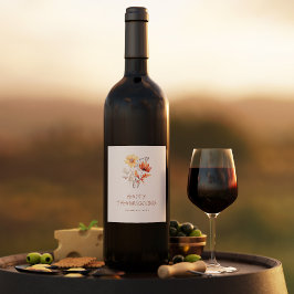 Rótulo De Garrafa De Cerveja Partido de Ação de Graças Moderno e Floral Elegant