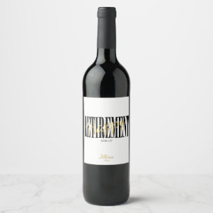 Rótulo De Garrafa De Cerveja Partido de aposentadoria preto, branco & Dourado