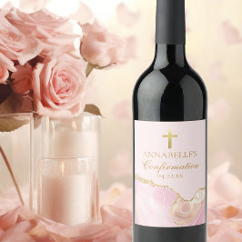 Rótulo De Garrafa De Cerveja Partido de Confirmação Elegante Rosa Dourado Perso