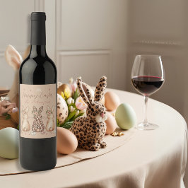 Rótulo De Garrafa De Cerveja Páscoa Blush Boho Bunny