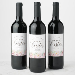 Rótulo De Garrafa De Cerveja Páscoa Floral Pastel Elegante