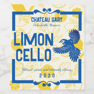 Rótulo De Garrafa De Cerveja Pássaro azul-joia limões licor de limoncello vinag