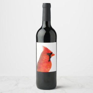 Rótulo De Garrafa De Cerveja Pássaro cardinal vermelho