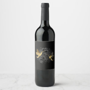 Rótulo De Garrafa De Cerveja Pássaro Humino Negro e Dourado