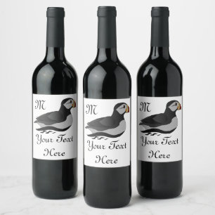 Rótulo De Garrafa De Cerveja Pássaro Nadador de Puffin