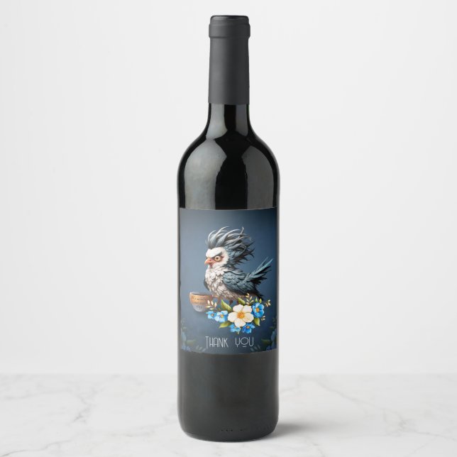 Rótulo De Garrafa De Cerveja Pássaro rabugento na segunda. (Frente)