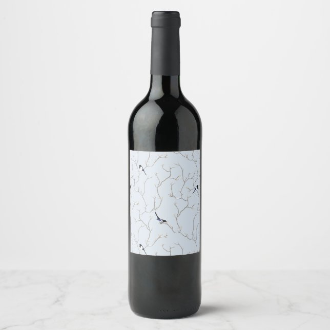 Rótulo De Garrafa De Cerveja Pássaros de Inverno (Frente)