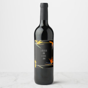 Rótulo De Garrafa De Cerveja Pássaros de paraíso, florais