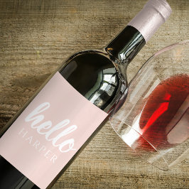 Rótulo De Garrafa De Cerveja Pastel Mínimo Moderno, Rosa Alô E Seu Nome