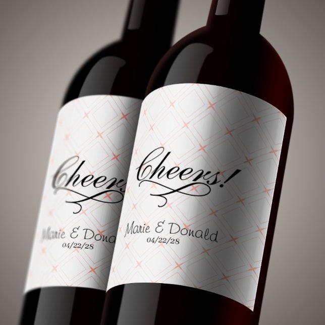 Rótulo De Garrafa De Cerveja Pastel Peach e Creme Geométrico (Criador carregado)