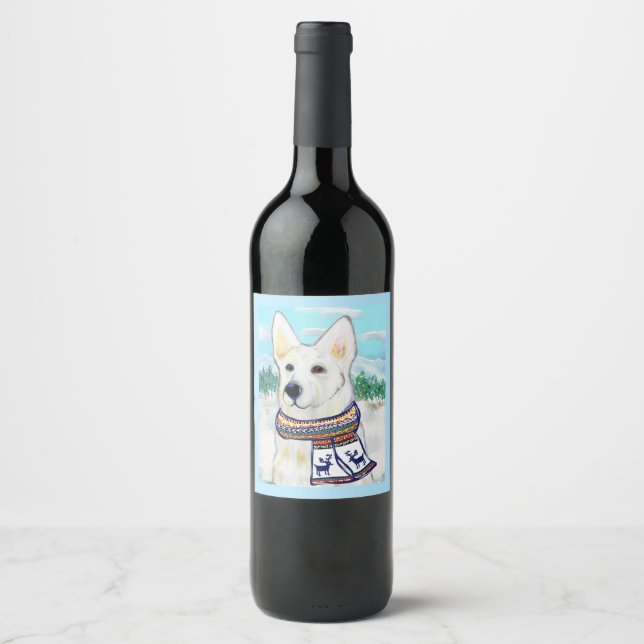Rótulo De Garrafa De Cerveja Pastor Alemão Branco   (Frente)