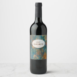 Rótulo De Garrafa De Cerveja Pátina de Cobre Azul-Verde