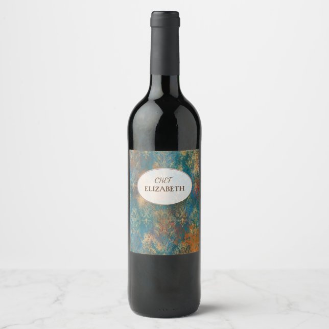 Rótulo De Garrafa De Cerveja Pátina de Cobre Azul-Verde (Frente)