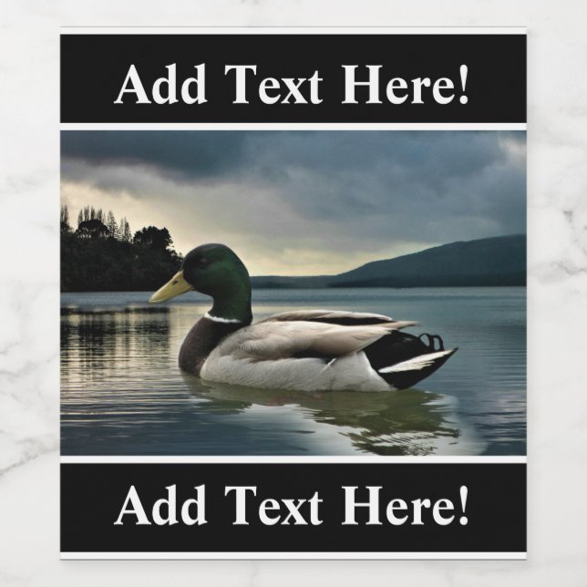 Rótulo De Garrafa De Cerveja Pato De Mallard No Rótulo Do Vinho Do Lago (Rótulo Único)