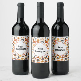 Rótulo De Garrafa De Cerveja Patterno de Colheita de Peregrinos de Ação de Graç