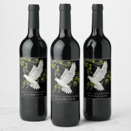 Rótulo De Garrafa De Cerveja Paz Pombo Branco e Ramos de Oliveira Personalizado