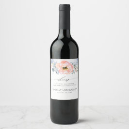 Rótulo De Garrafa De Cerveja Peach Floral Boho Dusty Blue