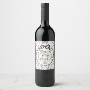 Rótulo De Garrafa De Cerveja Pearls Prosecco Black Coquette Arco Birthday Favor